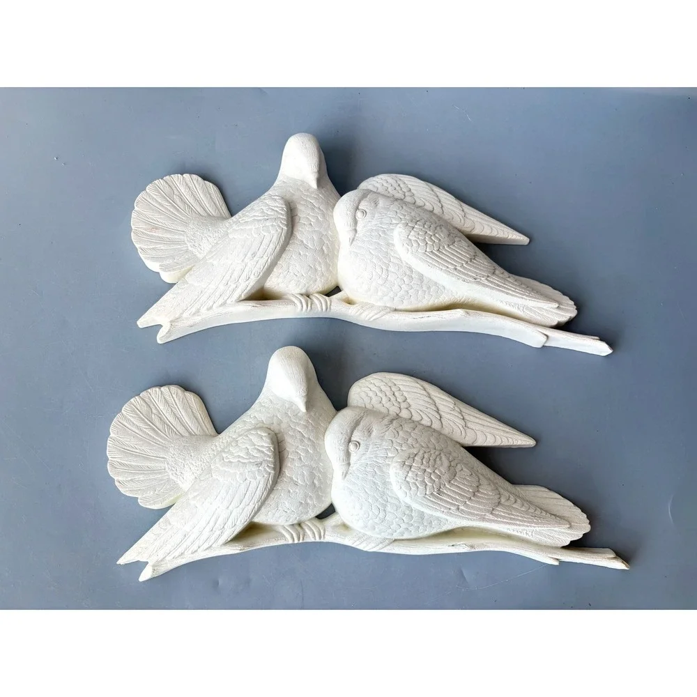 Vintage 1976 Burwood Products White Dove Wall Hanging Set‎ 2024 MCM Birds 2pc